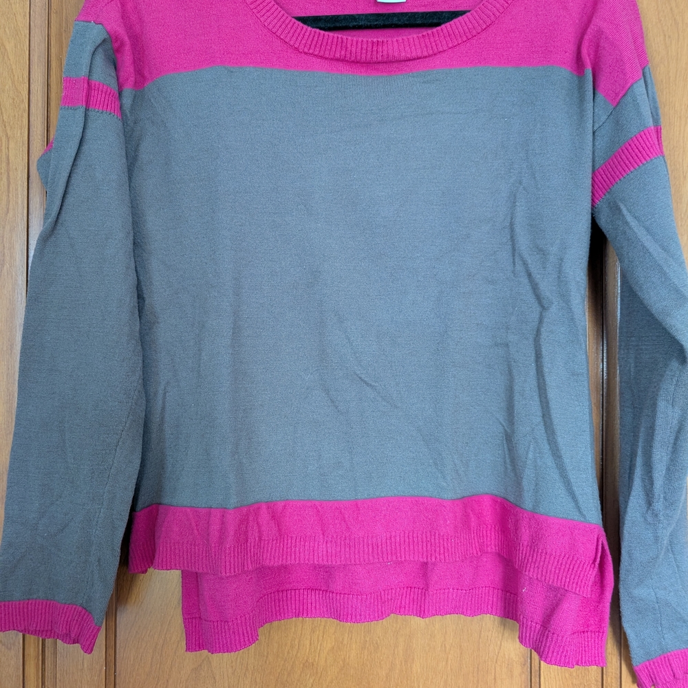 Pink and Gray Women's Sweater